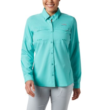 Columbia PFG Lo Drag Long Sleeve, Camisa Azules Para Mujer | 276935-GJP